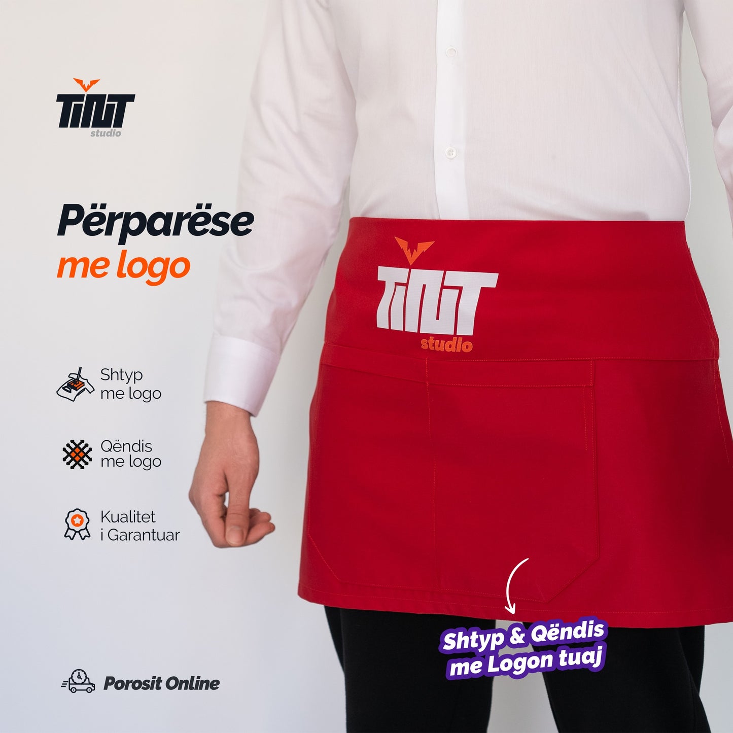 Përparëse e shkurtë me logon tuaj